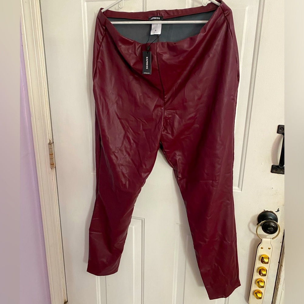 Express Burgundy Faux Leather Pants, XL, NWT